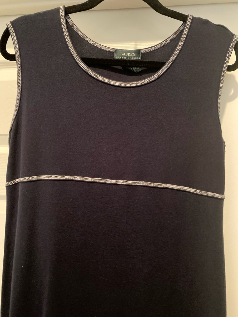 XL Womens Navy Blue, 100% Cotton Maxi Dress W/Accented Stitching